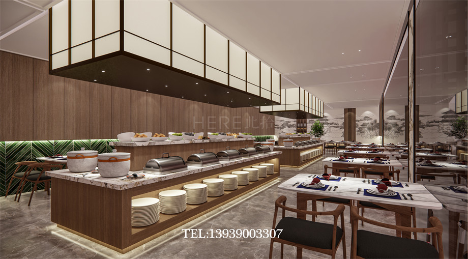 駐馬店頤龍灣湯泉養(yǎng)生會所自助餐廳裝修設(shè)計效果圖